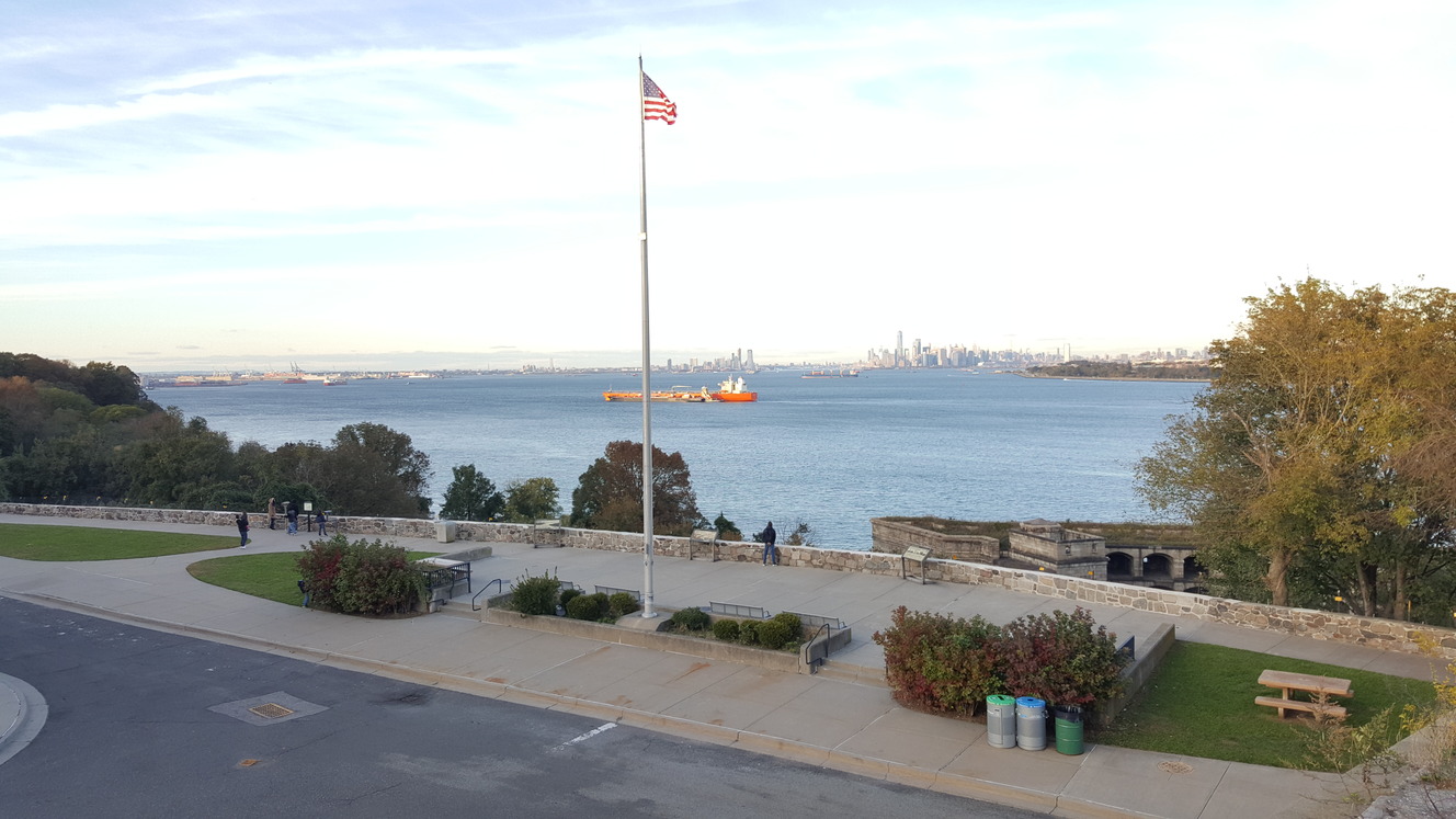 Overlook with water and city